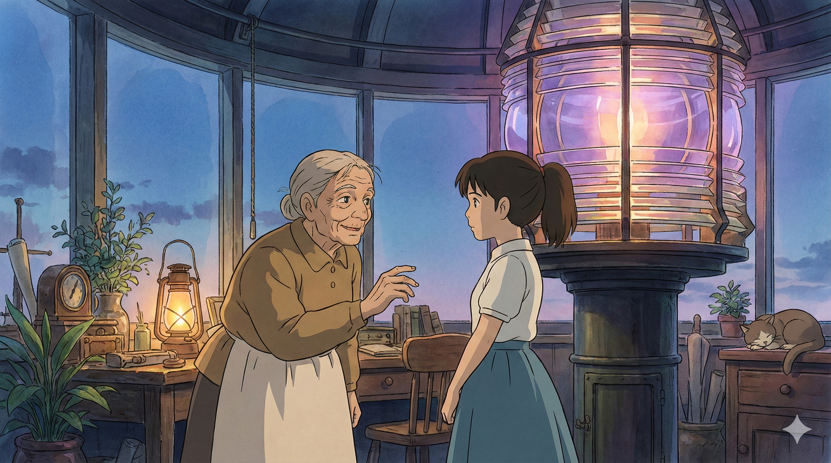 The keeper at the great window facing the sea